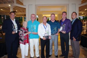 L to R: Ed Laborio (Lynnway Auto Auction), Joan and Dave Wescott (Acadia Auto Auction), Doug Rodriquez (Tallahassee Auto Auction), Mike Clopton (Oklahoma Auto Exchange) Scott Prankie (Rochester-Syracuse Auto Auction) and NextGear Capital President Brian Geitner pose for a picture celebrating the auction partner winners