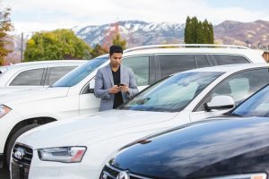 Dealer looking at his inventory