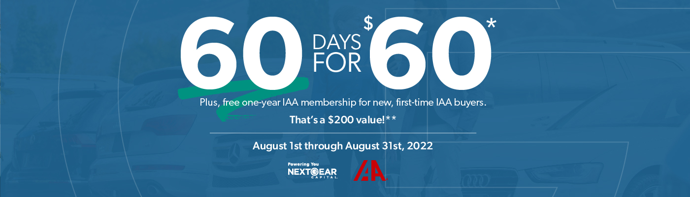 60 days for $60 IAA promotion with NextGear Capital